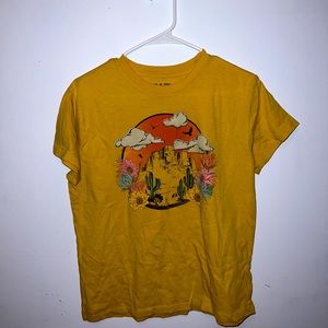 yellow T-shirt with desert design